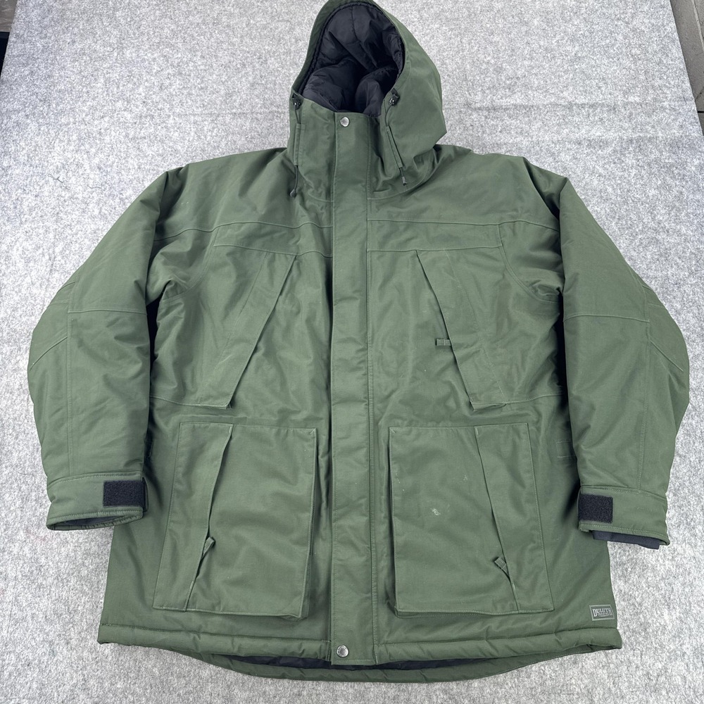Duluth Trading Co Whaleback Jacket Mens 2XL Green Hooded Parka Winter Insulated